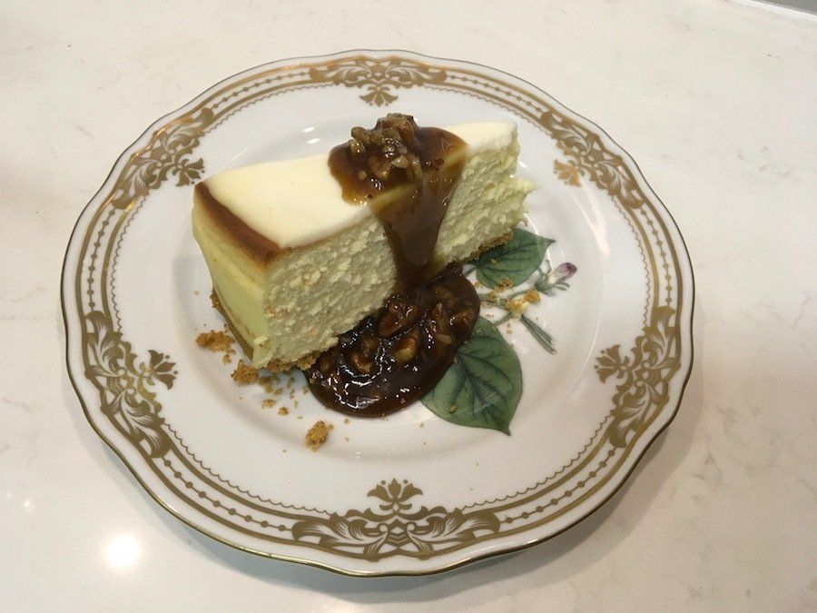 Cheesecake with Praline Sauce